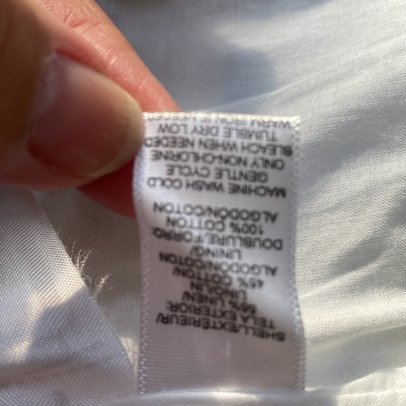 LOFT Light Blue Stripped Elastic Waist Linen Mini Skirt 2 Pockets Sz S - Picture 6 of 11